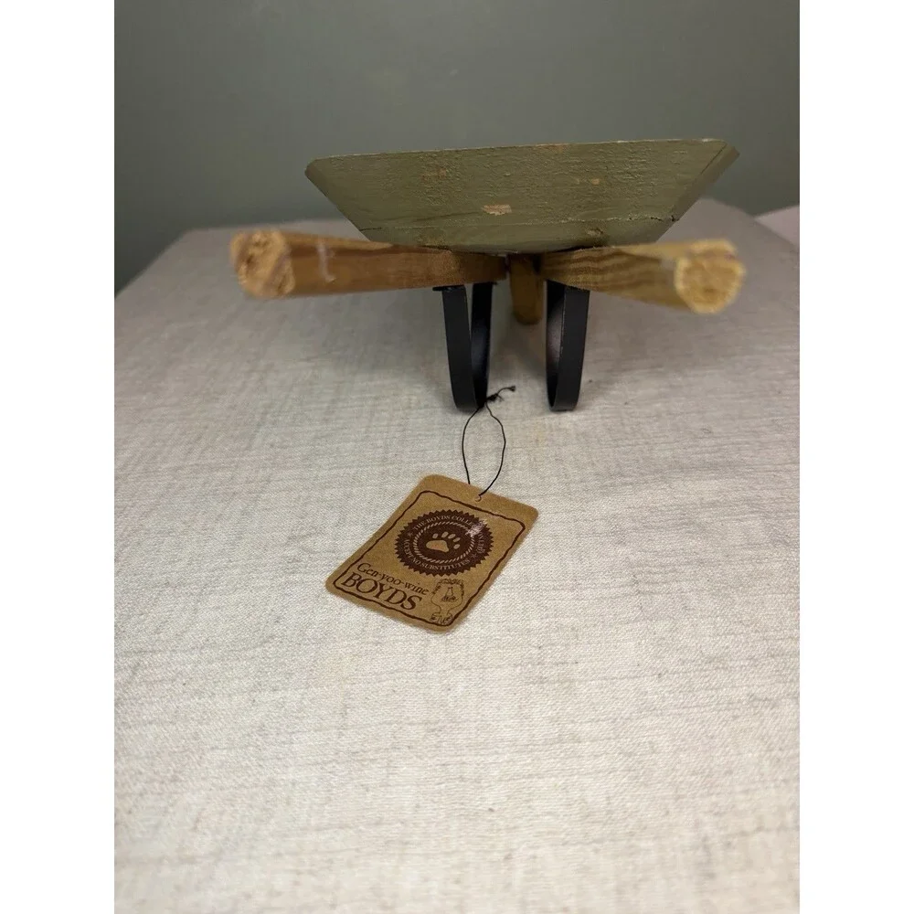 Boyds Collection Wheelbarrow Figurine Wood Distressed Inspirational 1pc